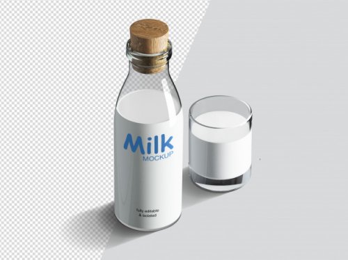 Realistic milk bottle mockup