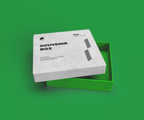 Souvenir box with opened lid mockup