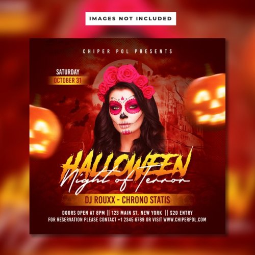 Halloween night party flyer template