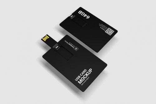 Close up on usb card mockup