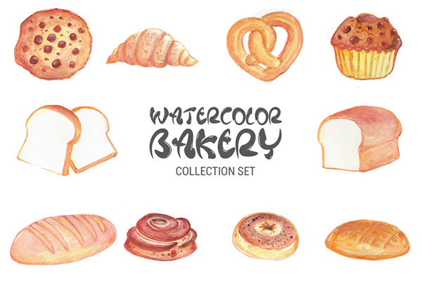 Watercolor Bakery Set IS
