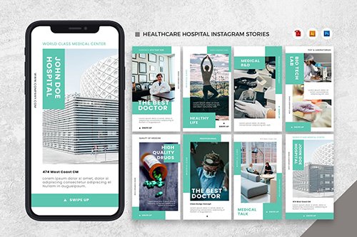 Healthcare Hospital Instagram Stories AI and PSD