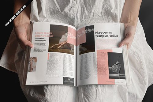 Woman presenting a book mockup