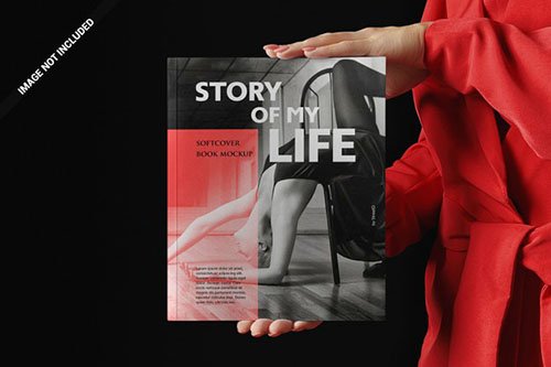 Woman presenting a book mockup