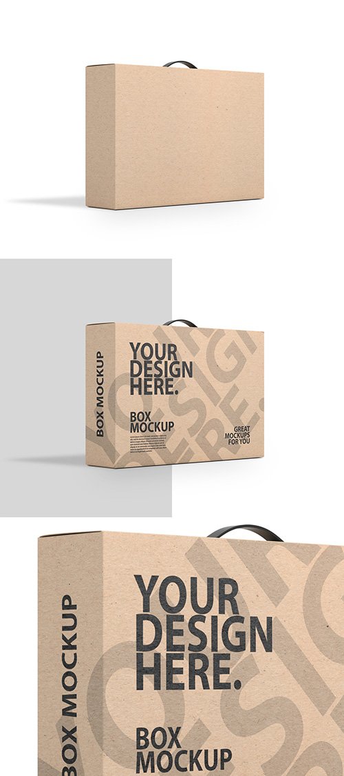 Carton Box with Black Handle Mockup 331758613