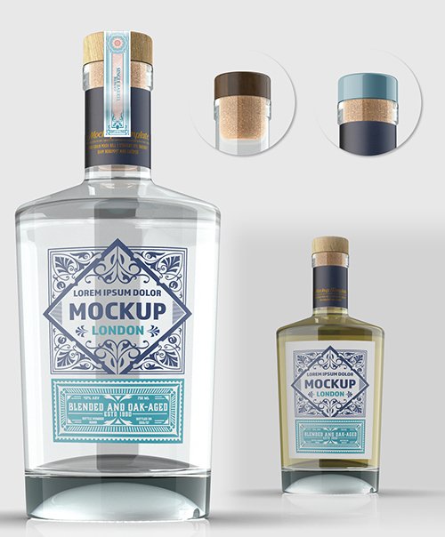 Clear Glass Gin Bottle Mockup 331780504