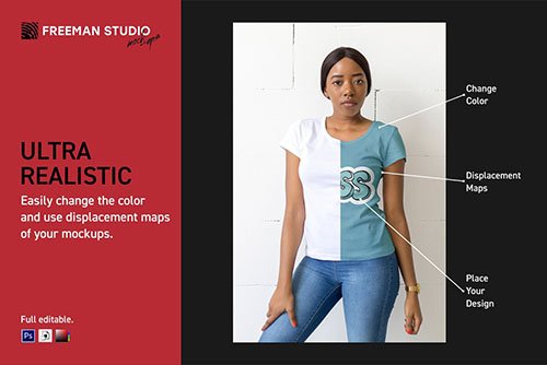 African Girl T-Shirt Mock-Up Set 3908005