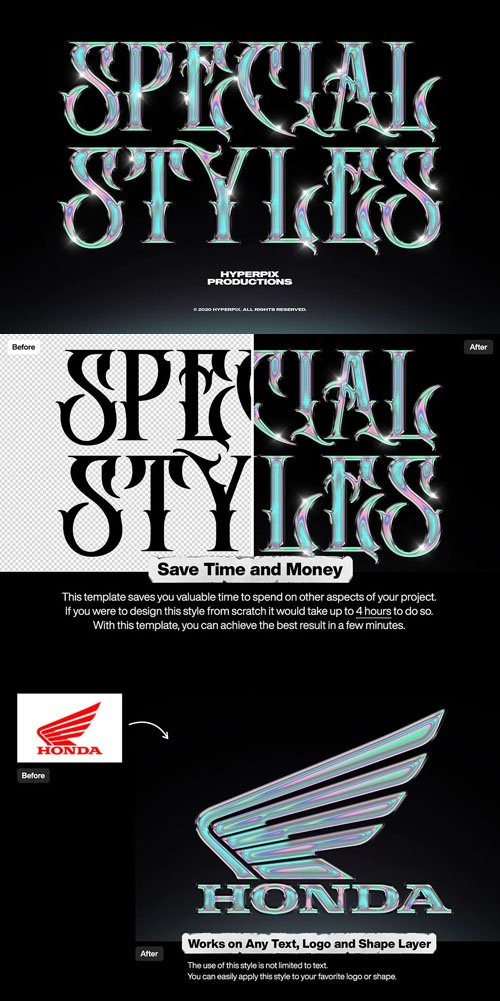 Holographic Chrome Text Effect Vol.1 for Photoshop