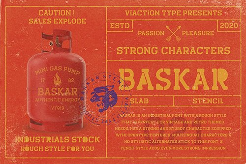 Baskar Stencil - Vintage Font
