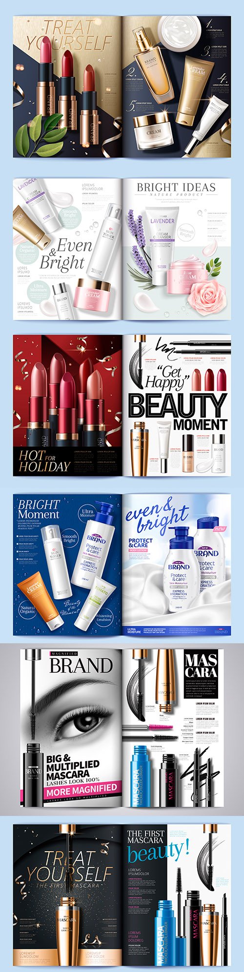 Illustration of cosmetic fashion magazine skin care template