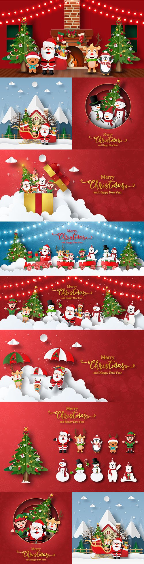 Christmas holiday greetings Santa and friends design