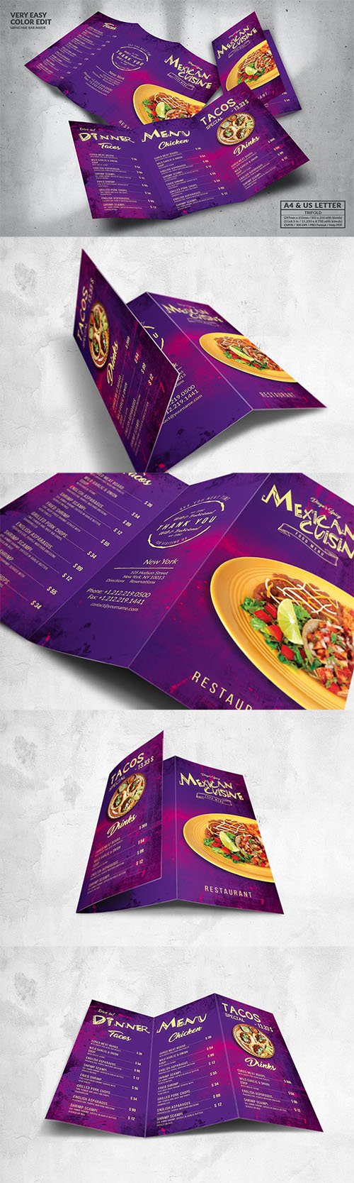 Mexican Food Menu Design A4 & US Letter