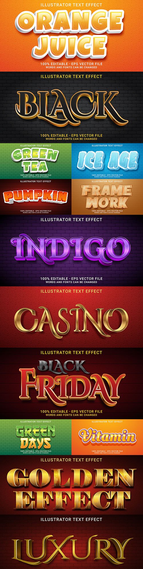 Editable font effect text collection illustration design 222