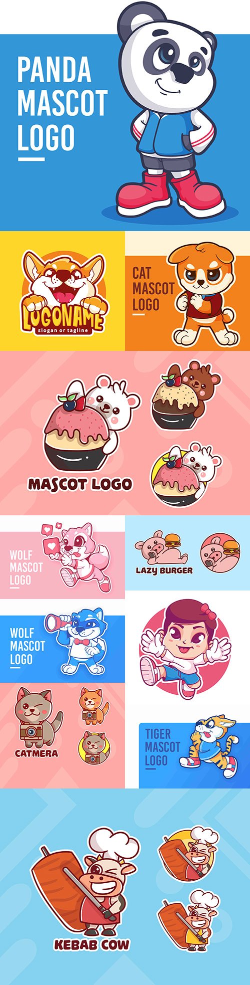 Emblem mascot and Brand name logos design 16