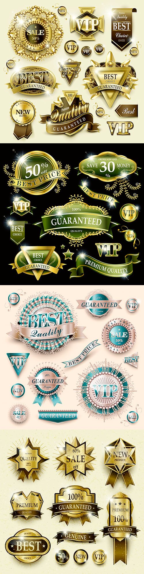 Elegant set labels gold quality premium class collections