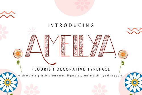 Amellya | Flourish Decorative Typeface