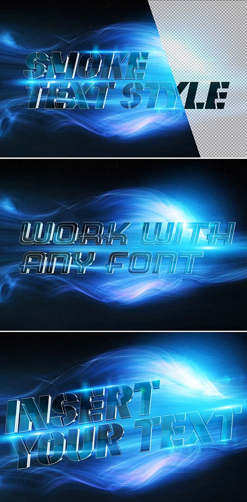 Metallic Blue 3D Text Effect with Blue Smoke Elements