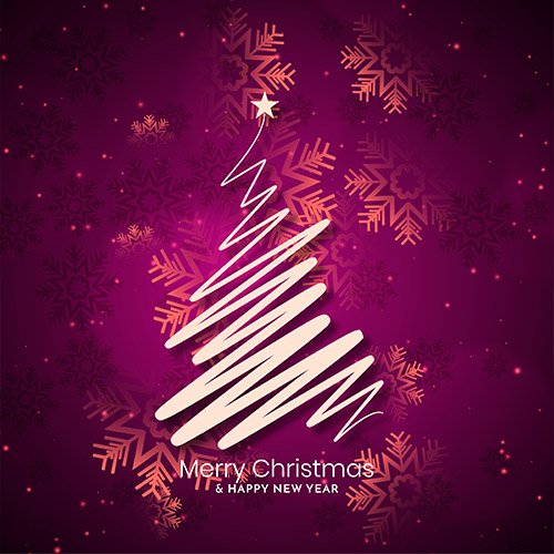 Merry christmas background with line art tree design