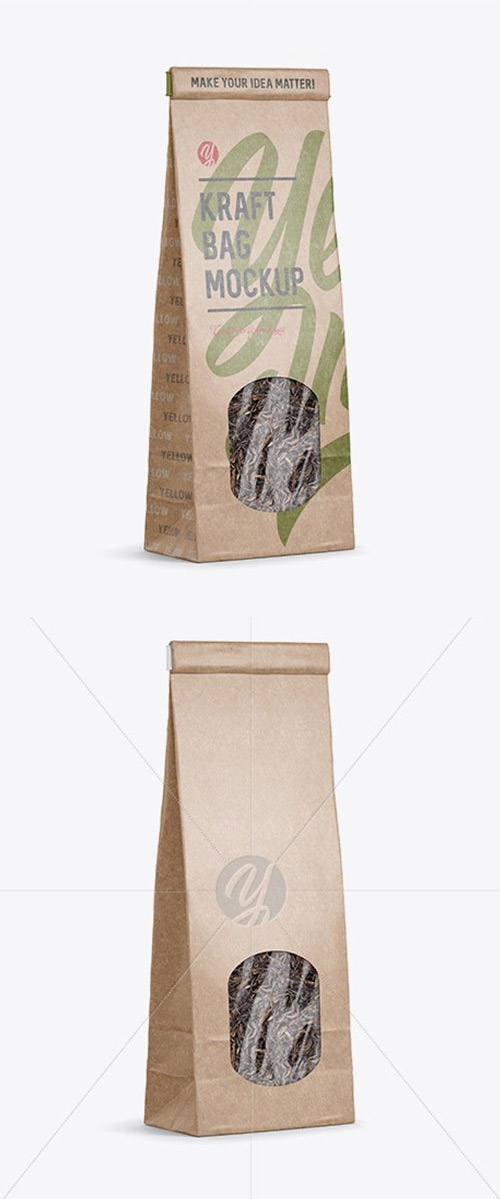 Kraft Paper Bag With Window Mockup