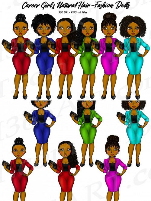 Career Girls Natural Hair Clipart Girl, Black Girl Dolls