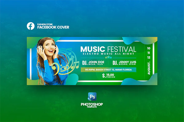 Music Festival Facebook Cover PSD Template