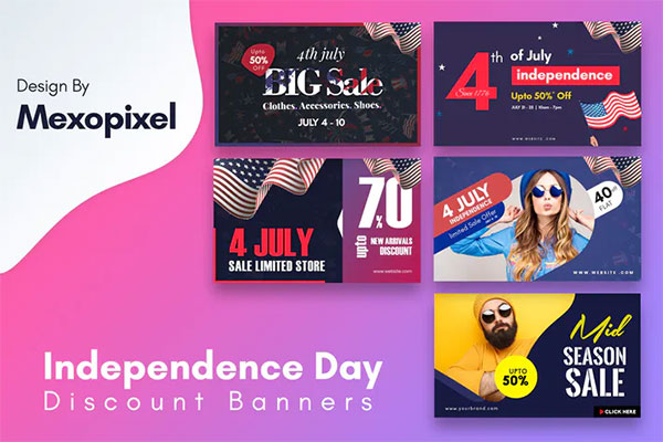 Independence Day Discount PSD Banners