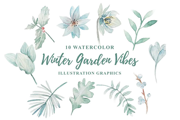 10 Watercolor Winter Garden Vibes Illustration