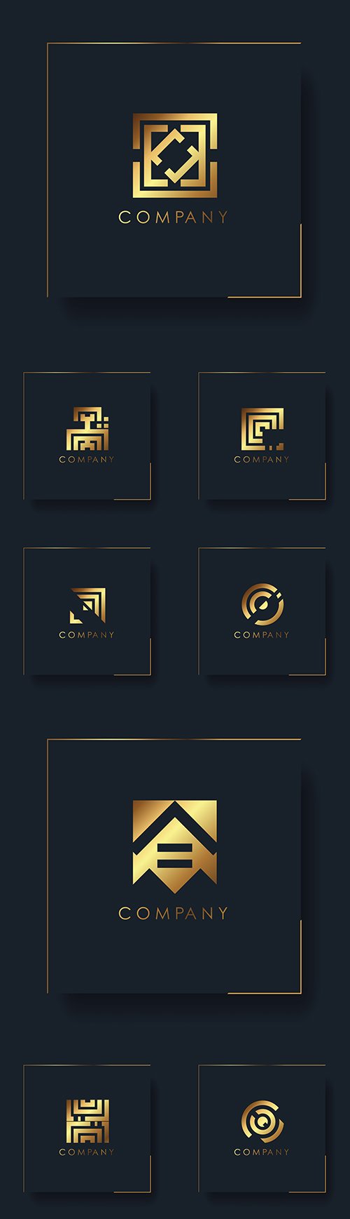 Abstract gold geometric logo company design