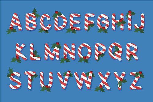 Candy cane alphabetical letters