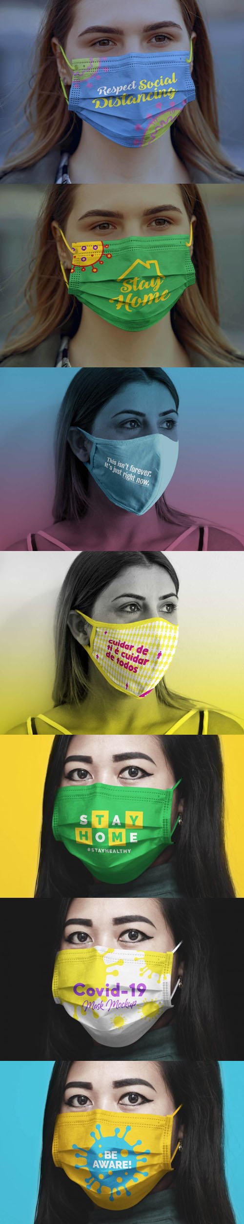 Coronavirus Medical Face Mask PSD Mockups Collection