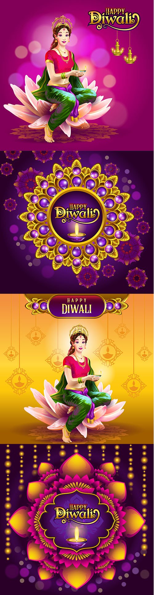 Diwali greetings with lotus ornamental