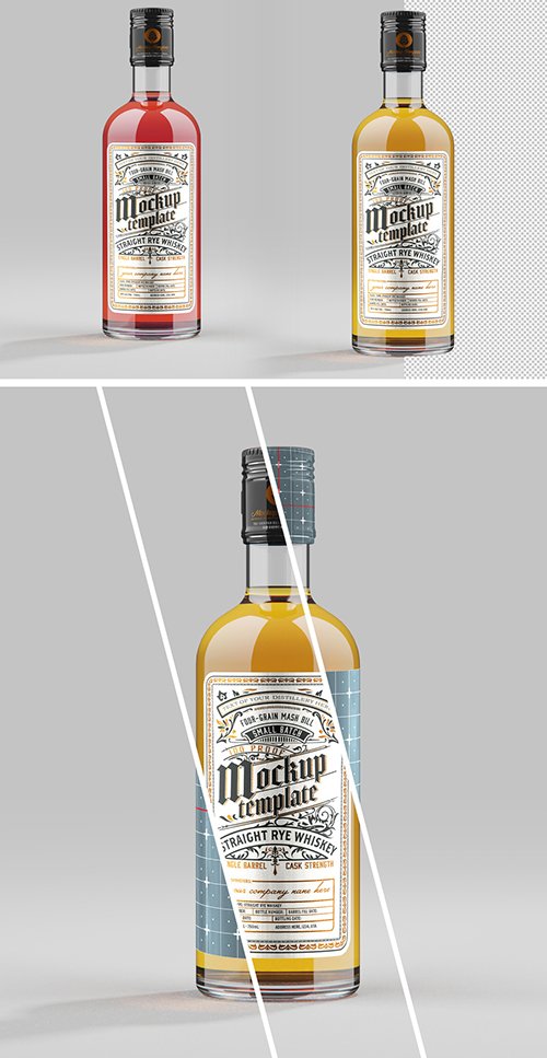 Whiskey Glass Bottle Mockup 333541575