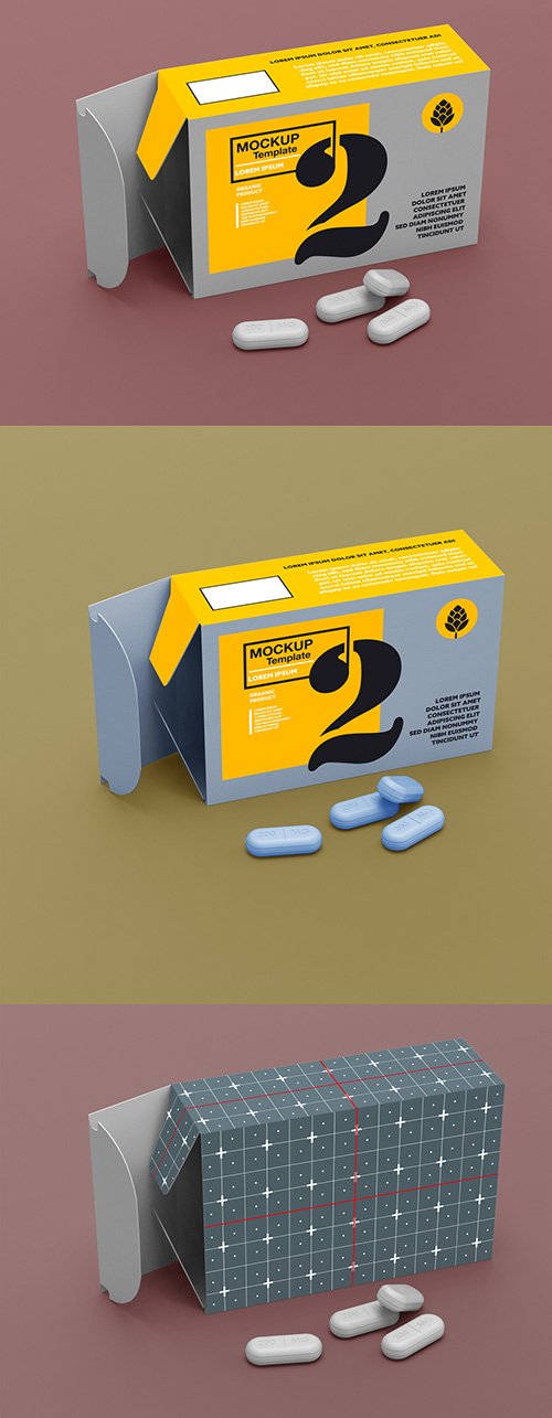Paper Box with Pills Mockup 345718260