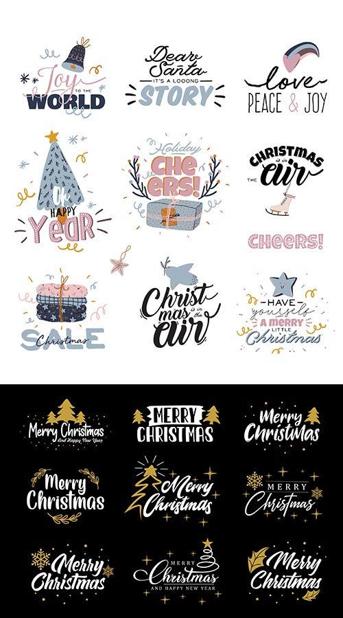 Collection of christmas greetings lettering