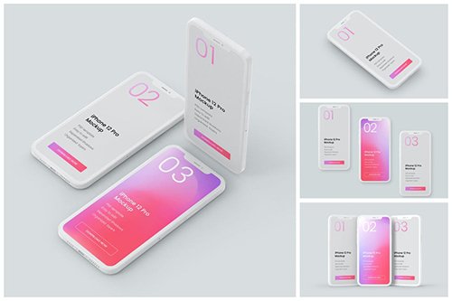 iPhone 12 Pro Clay Mockup Set