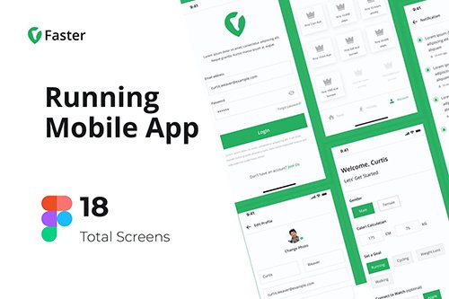 Faster - Running Mobile App UI kit Figma