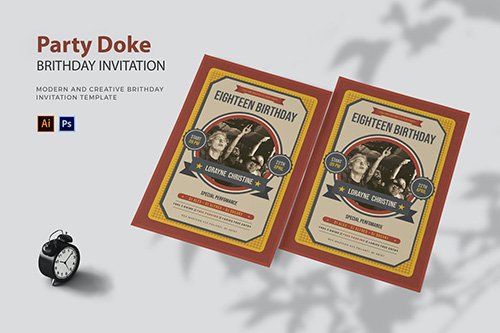 Party Doke - Birthday Invitation PSD