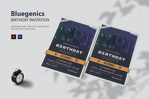 Bluegenics - Birthday Invitation PSD
