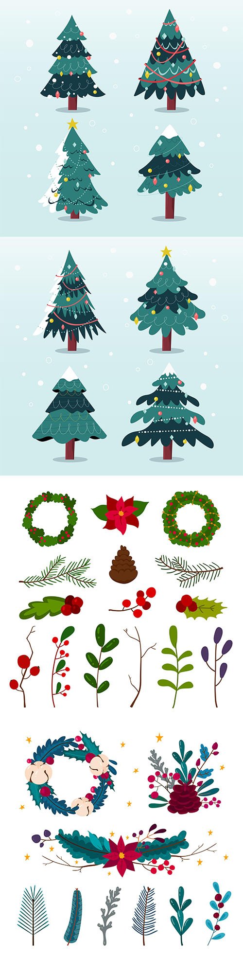 Flat design christmas tree collection
