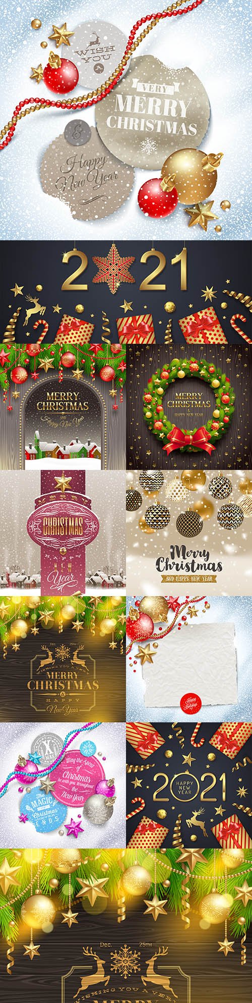 Christmas card decorative congratulations on New Year 2021