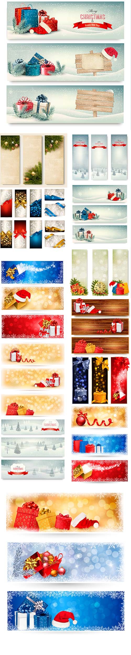 Christmas winter banners with presents