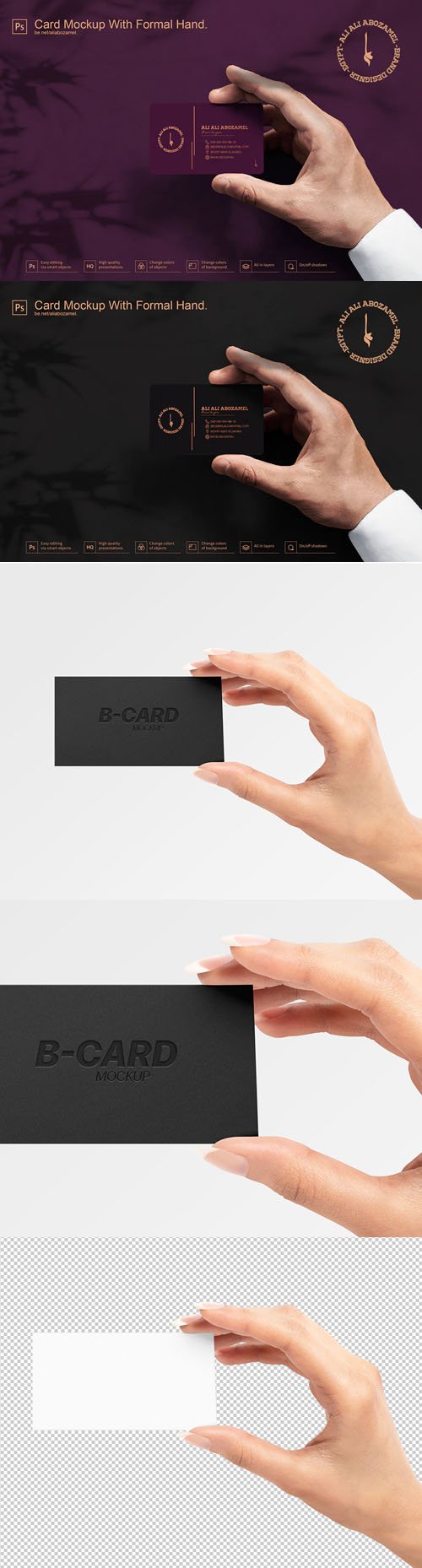 Business Card PSD Mockups With Hand