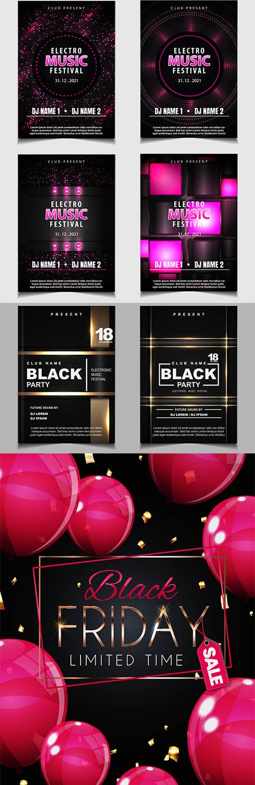 Black and pink night dance party music flyer or poster design
