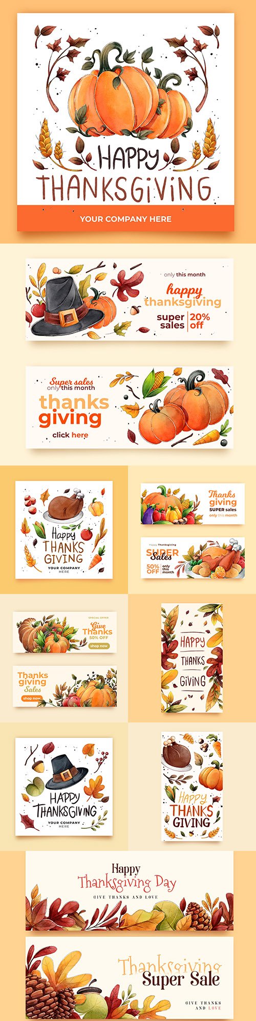 Thanksgiving design watercolor instagram stories