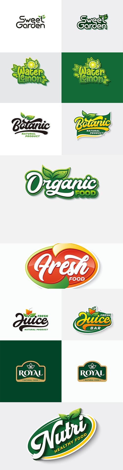 Organic food typography logo template