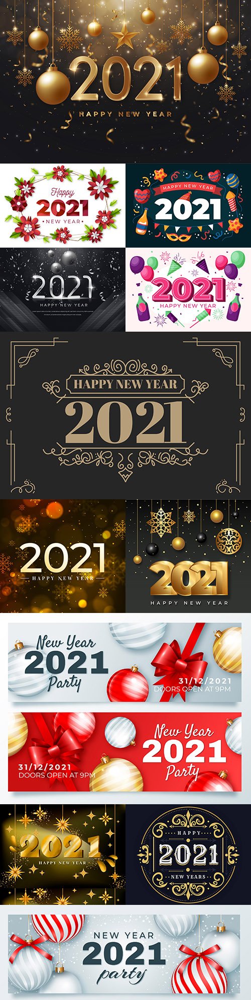 Greeting New Year 2021 with elegant and decorative elements