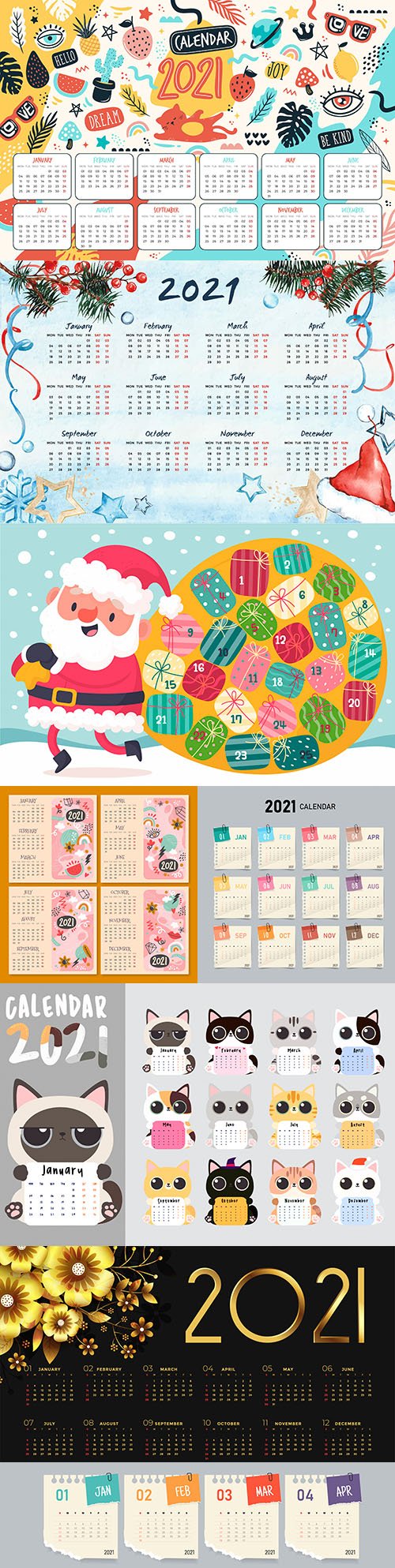 Painted calendar New Year 2021 decorative design
