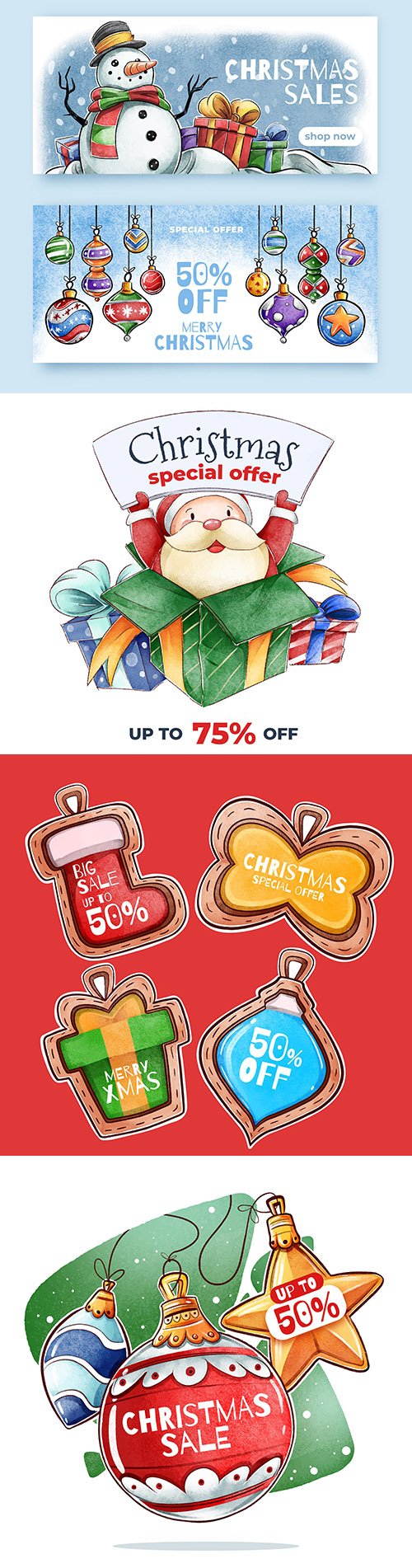 Christmas sale banedas design collection watercolor