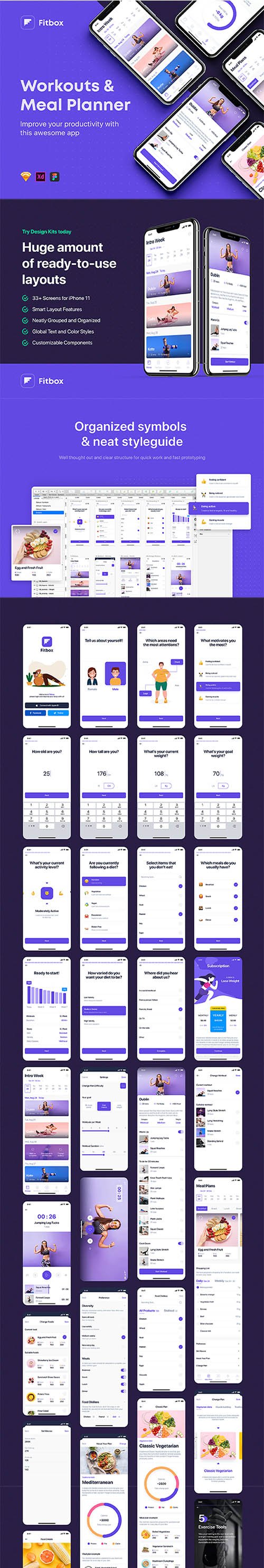 Fitbox - Workouts & Meal Planner UI Kit