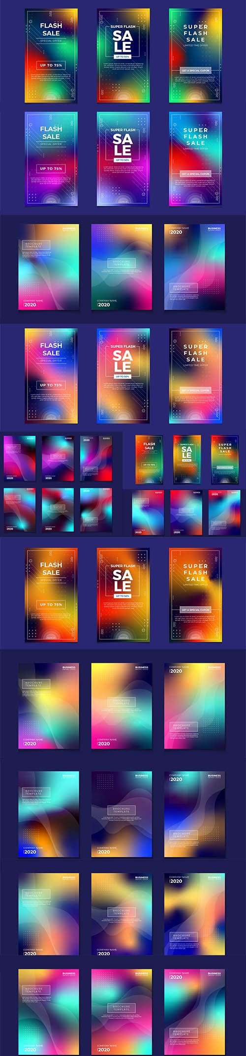 Abstract colorful gradient cover set